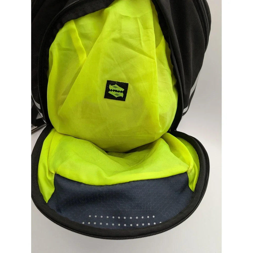 Adidas Navy Blue Black Backpack with Shoe Compartment Neon Yellow Interior